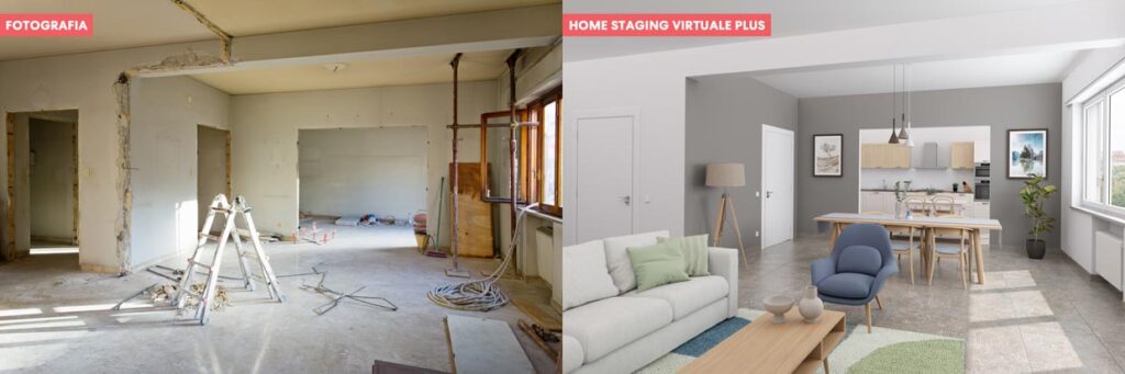 Home staging virtuale per stanze al grezzo